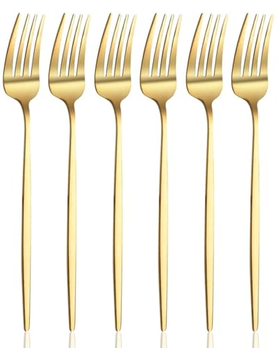 FUGLUS 6 piezas Tenedores de postre pequeños,21.7 cm, tenedores de acero inoxidable, tenedores de pastel para casa/fiesta/restaurante, aptos para lavavajillas