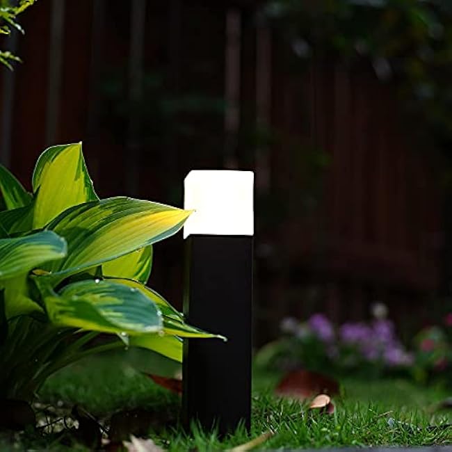 GOODSMANN Low Voltage Bollard Light 2 Watt LED Landscape Lighting 2700K Warm White Weatherproof Pathway Lights Bronze Outdoor Walkway & Sideway & Driveway Square Path Light with Cable Connector