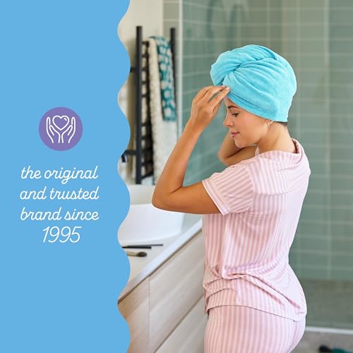 Turbie Twist 2-Pack Microfiber Hair Towel for Beauty, Travel, Gifting - Hair Wrap Turban for Straight, Wavy & Curly Hair - Premium Personal Care - Dark Aqua & Light Aqua