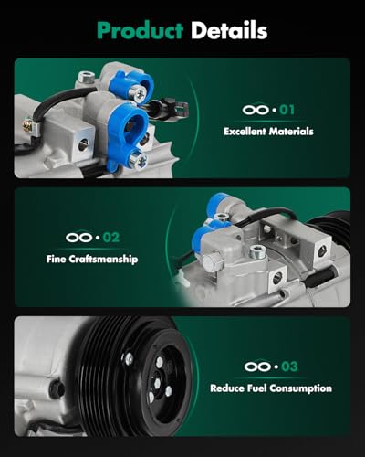 Image of SCITOO AC Compressor for Ford for Escape 2.3L 2005 2006 2007 | Fast Cooling, Ultra Low Noise (≤72 dB) Air Conditioner Compressor for Summer, with Clutch, 68144 5512369 6512369 7512369