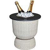 COOTAB COOLER TABLE | Beistelltisch Paris mit integriertem Edelstahl-Kühler | Ø 41 x 43 cm | Funktionaler 2-in-1 Loungetisch | SoftTouch-Platte | Wetterfest & UV-beständig | Champagne/Schwarz