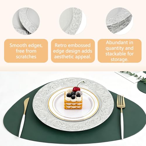 Platos cargadores plateados reutilizables 13 pulgadas x150 miniatura 3