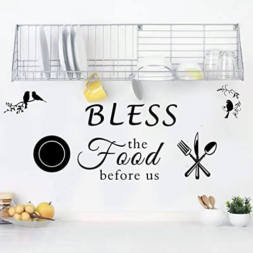 Wall Decor Dining Room Kitchen Wall Decals Dinner Meal Prayer Wall Quotes Wall Sticker Saying Bless The Food Before Us Sign Wall Art Sticker For Dining Room Kitchen Room Home Restaurant Wall Decoration. #TOP4