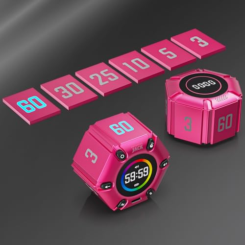 Image of Printers Jack Visual Pomodoro Timer, Productivity Cube Timer, Mute & Vibration & Adjustable Sound Alert, for Office, ADHD, Study, Work, 3 /5 /10 /25 /30 /60min & Custom Countdown - Hot Pink