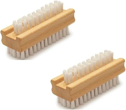 Wooden Nail Cleaning Brush Set of 2   Double Sided Firm Bristles Nail Brush for Fingernails, Toenails, Gardeners & Hand Cleaning