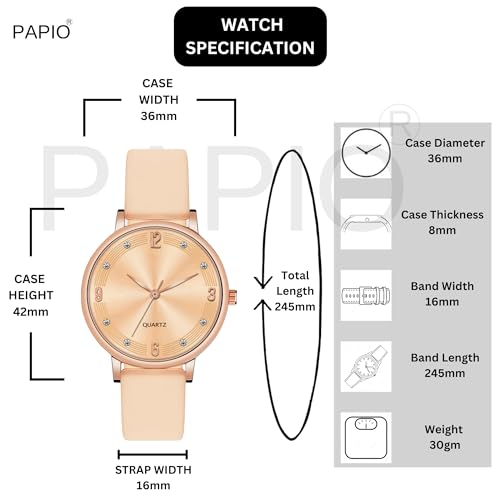 Image of PAPIO Silicone Strap Elegant Women's Analog Wrist Watch for Ladies and Girls | Stylish & Trendy | Premium Strap | Perfect for Casual, Party & Formal Wear