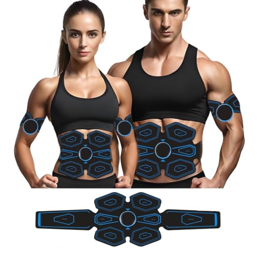 Elettrostimolatore Muscolare,Elettrostimolatore per Addominali con Pelle di Alta qualità,Elettrostimolatore con 8 modalità e 19 intensità,USB Ricaricabile
