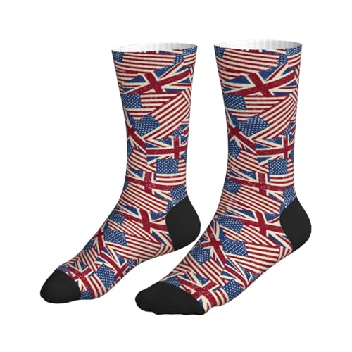 MOLIAN American And British Flags Athletic Crew Socks For Women