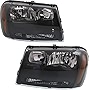 Garage-Pro Headlight Assembly Compatible with 2006-2009 Chevrolet Trailblazer and 2006 Chevrolet Trailblazer EXT, Set of 2, Driver and Passenger Side,Clear Lens; Black Interior