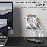 TESSAN Gniazda USB C, Wiele Gniazd 4 Gniazda Schuko z 1 USB C i 2 USB A, do Gniazd 4000 W, Gniazdo USB 7 w 1 do Biura, Kuchni, Gniazdo ścienne Szare