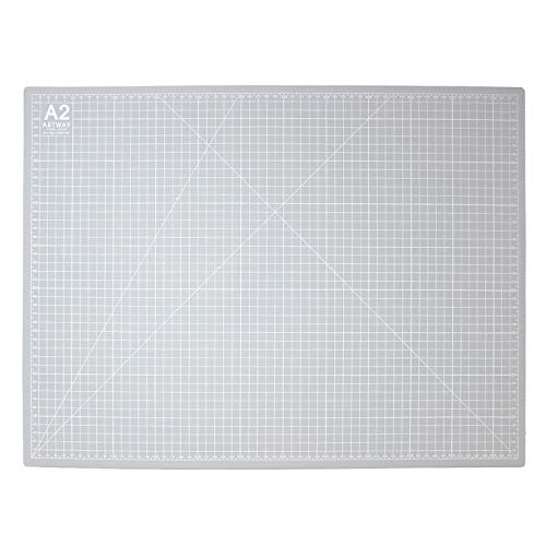 Artway A2 Cutting Mat – Self Healing – Double Sided - Grid Markings in Centimetres/Inches, White,grey