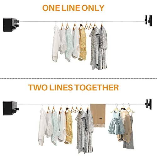 MUALROUS Double Rope Retractable Clothesline Extendible Washing Line Adjustable Waterproof Retractable Hanging Clothesline Wall Mounted Clothes Line for Indoor Use up to 4.2 m Long Washing Line - Image 2