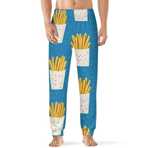 Polka Dot French Fries Men's Pajama Bottoms Sleep Lounge Soft Comfy Pants Sleepwear