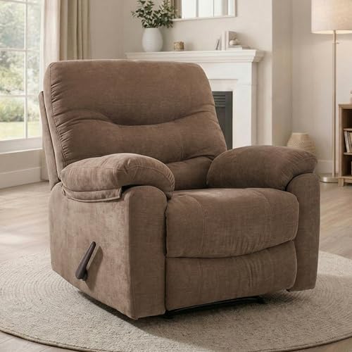 Sillón reclinable grande tela chenille marrón