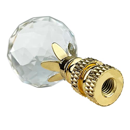 Image of Royal Designs, Inc. Large Faceted Diamond Cut K9 Clear Crystal Finial for Lamp Shade, Polished Brass - Pack of 1 (Medium)