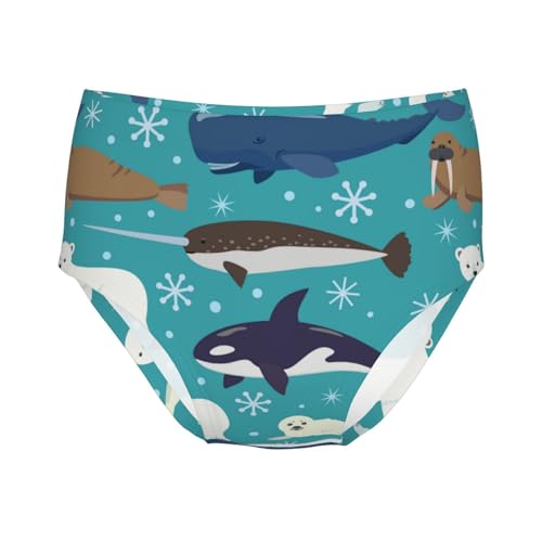 Cartoon Animals Of Seal And Whale Girls' Underwear Soft Cotton Little Girls Panties Comfort Briefs