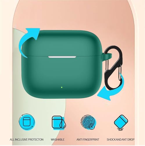 Image of Anvique Silicone Protective Case Cover for Oppo Enco Buds 3 Pro, Earbuds Accessories (Green S)