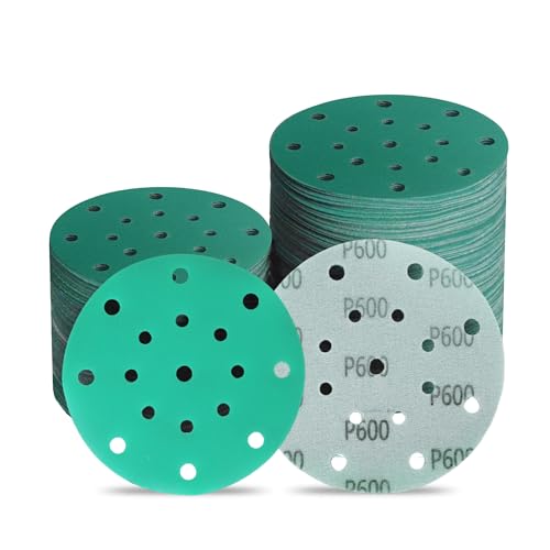 Image of 6-Inch 17-Hole 600 Grit Zirconia Alumina Hook & Loop Sanding Discs, Heavy-Duty Polyester Film Backing, Wet /Dry Anti-Clog for Random Orbital Sanders - Wood, Automotive, Metal - 50 Pack