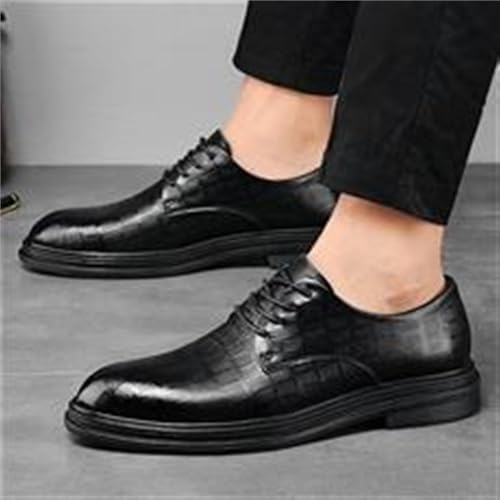 Mens Lace up British Leather Dress Shoes Business Casual Oxford Shoes Formal Office Autumn Spring Men Shoes(Black,8.5)3
