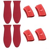 Rüsten Sie Ihre Küchenausrüstung mit unserem achtteiligen Pfannengriffhalter und Griff aus Silikon auf (rot)