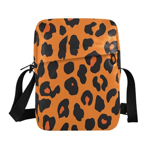 messenger bag for women crossbody Crossbody Small Bag For Women cross body purses for women Adjustable Strap for business business- Orange Black Leopard