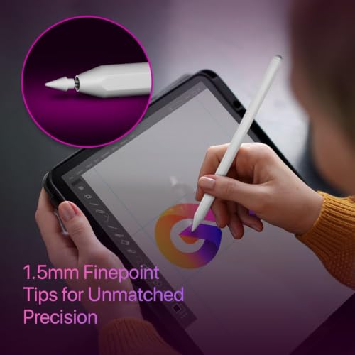 Image of Elfora Magnetic Wireless Charging 2nd Gen Stylus Pen | Palm Rejection & Tilt Sensitivity | Compatible with iPad Pro 12.9 inch (3 /4 /5 /6 Gen), iPad Pro 11 inch (1 /2 /3 /4 Gen), iPad Air 4 /5, iPad mini 6 (White)