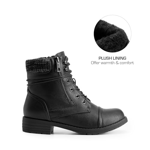DREAM PAIRS Women's Lace Up Combat Boots Ankle Booties - Image 6