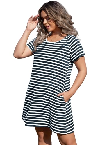 Image of Alaster Women's Casual Summer T Shirt Dress Loose Short Sleeve Tunic Dress with Pocket for Women