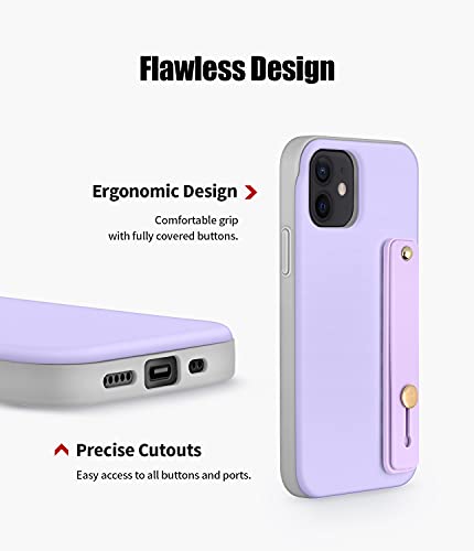 Goospery Slidetok Compatible Case With Iphone 12/12 Pro Card Holder Phone Finger Band Loop Stretch Grip Kickstand 2 Card Storage Dual Layer Protective Bumper Wallet Cover - Purple #TOP3