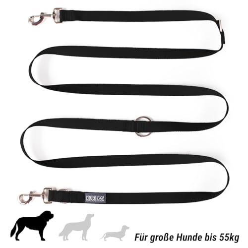 KURI PAI® Komfortable Hundeleine 3m | Verstellbare Hundeleine große Hunde | Bambusviskose | Strapazierfähig und weich | Perfekt für alltägliche Spaziergänge | L (2.5cm Breit) - Schwarz