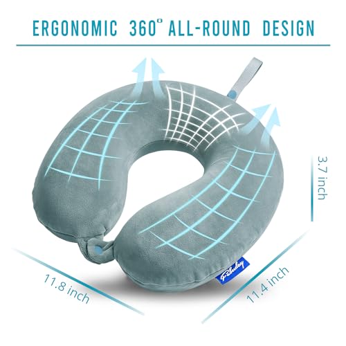 Image of Fabuday Travel Neck Pillow Memory Foam for Airplane Traveling Gray Blue