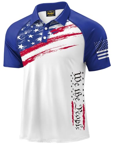 Men's Novelty Independence Day Polo Top Tactical Golf...