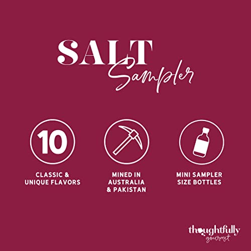 Image of Thoughtfully Gourmet, Gourmet Cooking Salt Sampler Gift Set, Gourmet Seasoning Salts In Glass Bottles, Flavors Include Smoked, Lavender, Rosemary, Truffle, Lemon, Chipotle and More, Set of 10