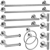 Badezimmer-Set Aus Gebürstetem Nickel – 6-teilig Mit Handtuchstangen, Haken, Ring & Toilettenpapierhalter | Wandmontage, SUS304 Edelstahl