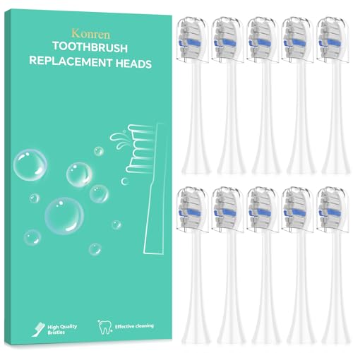 Lächen elektrische zahnbürste Ersatzbürstenkopf, Ersatzbürsten kompatibel mit Lächen Sonic elektrische Schallzahnbürste,10 Stück (Weiß)