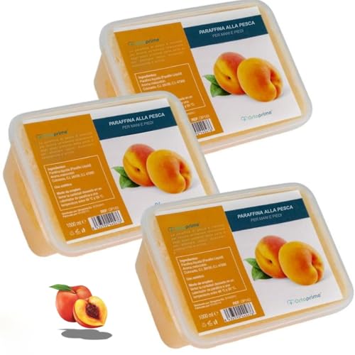 PARAFINA para Manos y Pies PACK 3 x 3000ml - Parafina Rehabilitación de Melocotón Antioxidante - Suaves Baños de Parafina Hidratante PROFESIONAL - Parafina Manos y Pies Artritis Artrosis 3000ml
