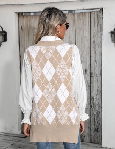 Image of Beyove Sweater Vest Sleeveless Oversized V Neck Sweaters Knitted Vest Pullover Tank Top