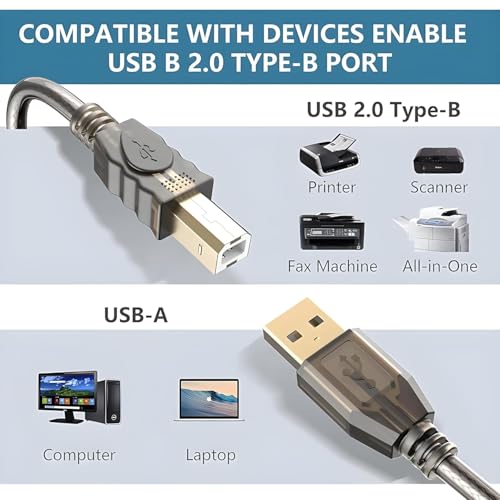 Image of COOLCOLD 25 Meter USB 2.0 Active Printer Cable (82 FT) | USB A Male to B Male | High-Speed Signal Booster Extension Cable | Compatible with HP, Canon, Epson, Brother, Dell, Samsung &Lexmark Printers