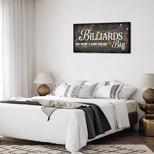 iLOOKLiKE Billiards Bar Sign Wall Art Vintage Pool Table Billiard Balls Leisure Canvas Prints Snooker Sport Painting Picture for Game Room Man Cave Basement 20x40inch by iLOOKLiKE - Used condition - Image 3