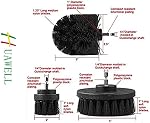 HUAWELL Ultra Rigid Drill Brush Power Scrubber Kit - 3 Pieces Black Nylon Drill Brushes & 6 Inch Extension Piece - Cleaning Brush Set for Grill & Hard Surfaces