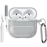 Aspect Elégant: L'étui AirPods 4 présente un design texturé en fibre de carbone avec des propriétés antidérapantes et anti-traces de doigts pour garder votre appareil propre tout en offrant une prise en main ferme