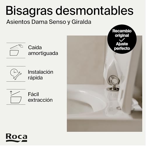 Miniatura 2 de Roca Ai0002100r - Conjunto De Bisagras De Asiento Dama Senso Y Giralda Desmontables, Pack De 2 Unidades, Multi-Colour