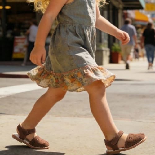Image of ESTINE Toddler Girls Little Kids Close Toe Sandals - Flower Girl Dress Flats Summer Shoes