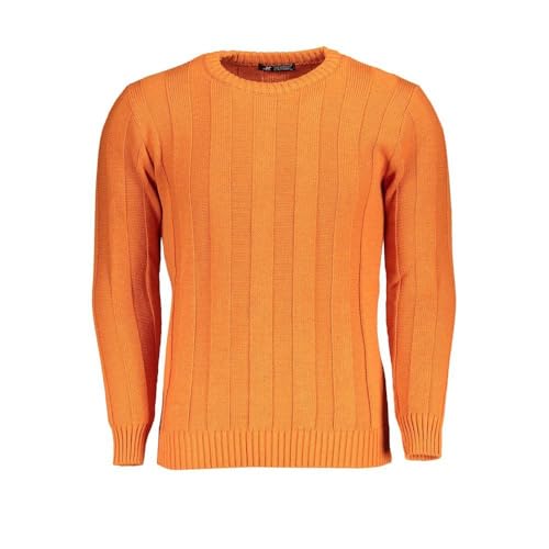 Pull à rayures pour homme U.S. Grand Polo orange col rond en taille L