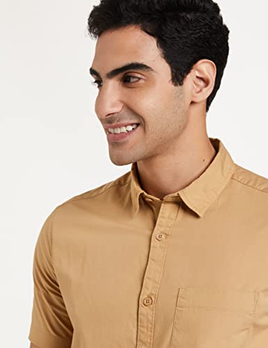 Image of Amazon Brand - Symbol Men's Cotton Shirt | Casual | Plain | Half Sleeve | Summer - Regular Fit (Available in Plus Sizes)