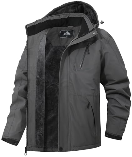 MAOYSSEN Men's Mountain Winter Coat Warm Fleece Ski Snow Jacket Waterproof Raincoat with Hood