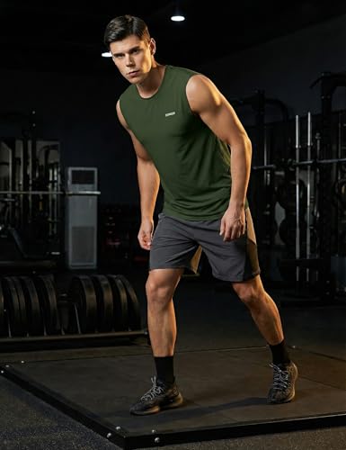 Image of DEMOZU Men's Sleeveless Workout Swim Shirt Quick Dry Athletic Muscle Beach Tank Top Big and Tall