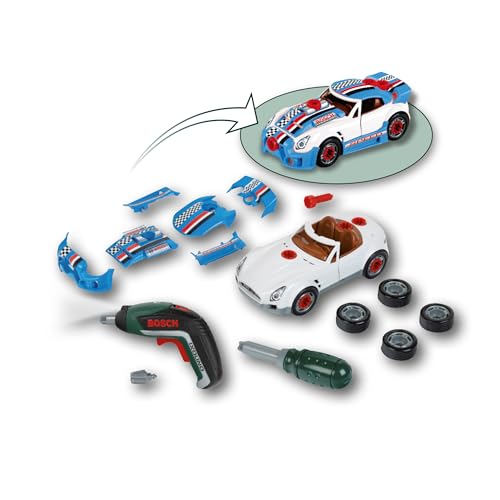 Theo Klein 8630 Bosch Car Tuning-Set | Zerlegbares Auto mit Tuning Zubehör | Mit batteriebetriebenem Akkuschrauber | Verpackungsmaße: 30cmx6,5cmx25cm Motorikspielzeug|Spielzeug für Kinder ab 3 Jahren