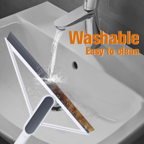 Image of ROKTRY Floor Squeegee Broom with Long Stainless Steel Handle | Multipurpose Floor Wiper for Bathroom,Kitchen,Tiles,Marble, Glass & Wet Cleaning | Heavy Duty Rubber Water Scraper for Home,Office