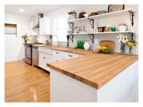 Image of CONSDAN Butcher Block Counter Top, 36 x 36, USA Grown Oak Solid Wood Countertop, Large Island Top, Table Top, Polished, Prefinished, 1.5 inch Thick